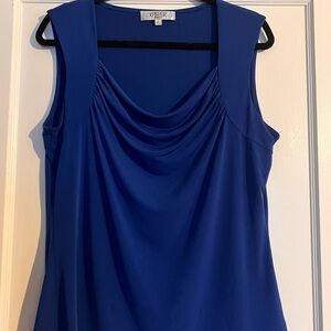 Kasper Blue Ruched Sleeveless Tank Top